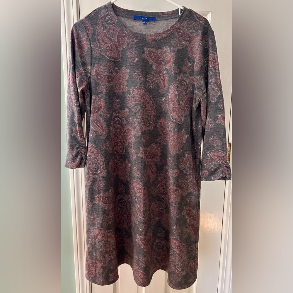 Large Apt. 9 Paisley Print Gray and Pink Dress